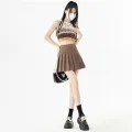 7 colors pleated skirt short tennis skirt with a lining Korean-style belly storage Korean skirt sports skirt fashion cute mini skirt # july22. 