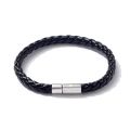 Ring Nepal Men's Black Leather Bracelet. 