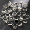 24 Pcs Gothic Skeleton Unisex Ring Set Punk Grunge Butterfly Frog Woman Man Jewelry Hip Hop Party Street Ring Accessories .