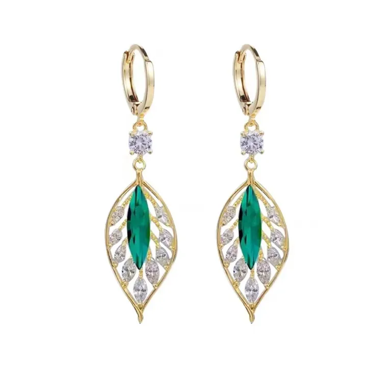 New%20Fashion%20Crystal%20Leaf%20Tassel%20Drop%20Earrings%20For%20Women%20Exquisite%20Micro%20Inlaid%20Cubic%20Zircon%20Leaves%20Earring%20Wedding%20Jewelry%20Gifts%20-%20Image%204