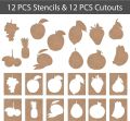 Fruit And Vegetables Theme Wooden Cutouts and Stencil Kit for Kids Drawing Painting Coloring DIY Art Craft Activity Learning Kits. 
