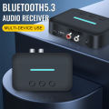 USB Bluetooth 5.3 Audio Receiver Adapter Wireless Stereo Music 3.5mm AUX R/L RCA Support U-Disk Playback For Desktop Speaker Amp. 