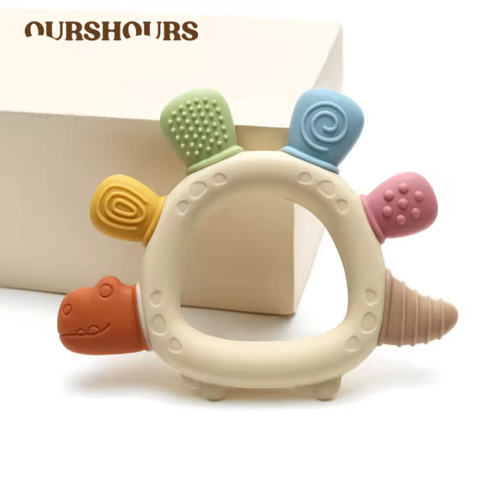Baby Dinosaur Silicone Teething Toys BPA Free Easy to Grip Infant Care Teether Chewing Toy for Newborn Babies Accessory