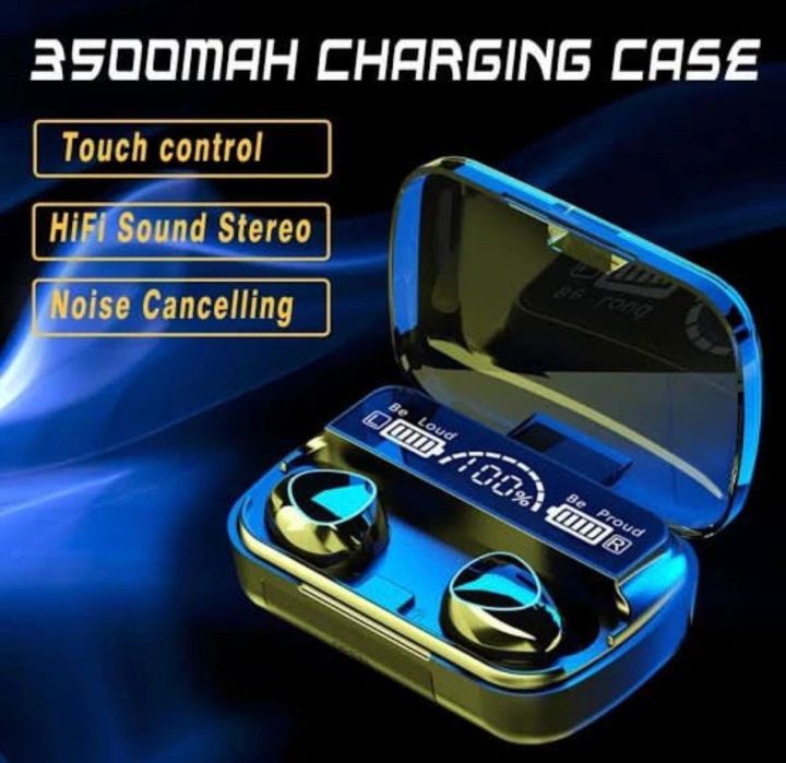 M10 Airpods TWS (True Wireless Stereo) Airbuds Bluetooth Earbuds Dual Earphones Headset (Connect With All Bluetooth Devices).