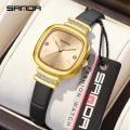 SANDA Fashion Square Women Watch Classic Leather Quartz Watch Top Brand Luxury Waterproof Ladies Wristwatch Girlfriend Gift. 