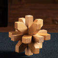 Wooden Kongming Lock,3D Brain Teaser Puzzle,Office Decompression Puzzle for Adult, Desktop Intelligence for Kids (Flower).