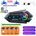 Y12 Pro Motorcycle Helmet Intercom Bluetooth 5.4 Headset Waterproof 500m Intercomunicador Speaker Wireless Handsfree Interphone.