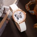5PCS Set Luxury Watch Women Butterfly Necklace Earrings Bracelet Set Watches Leather Band Ladies Simple Dress Quartz WristWatch.