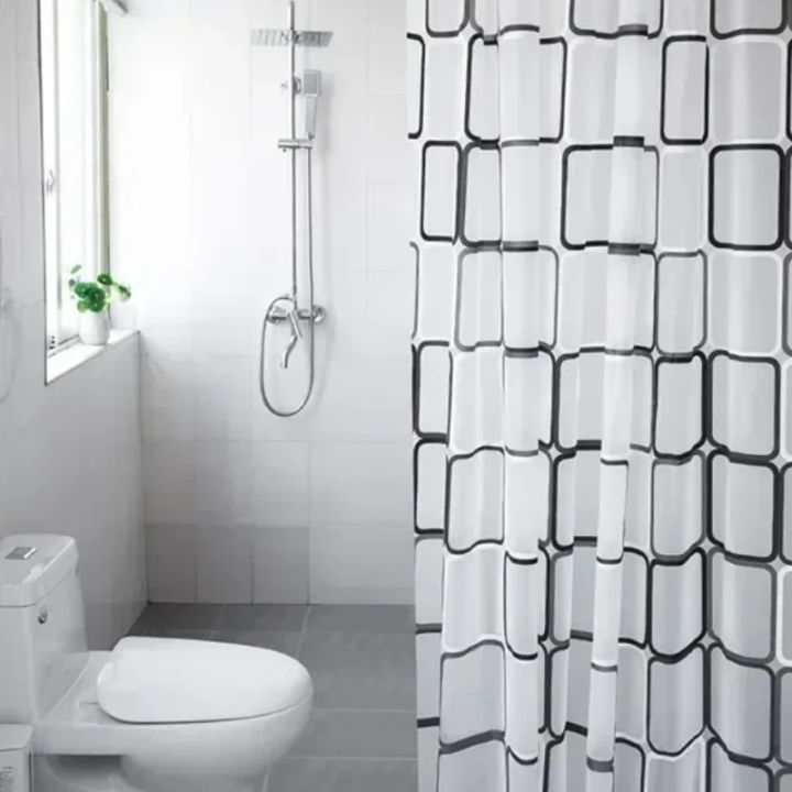Bathroom%20Shower%20Curtains%20Waterproof%20Bath%20Curtain%20PEVA%20Modern%20Geometric%20Plaid%20Pattern%20Farmhouse%20Household%20Decoration%20Translucent%20-%20Image%204