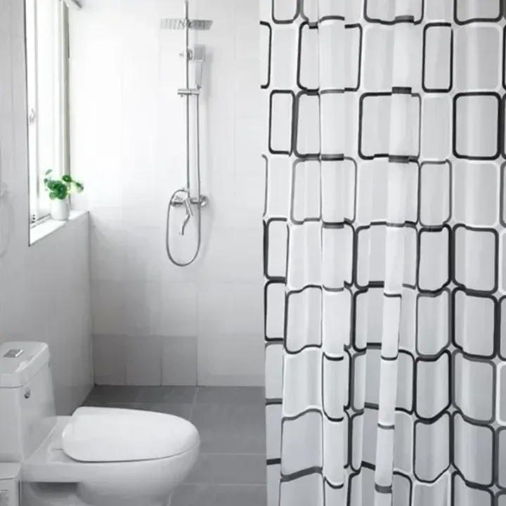 Bathroom%20Shower%20Curtains%20Waterproof%20Bath%20Curtain%20PEVA%20Modern%20Geometric%20Plaid%20Pattern%20Farmhouse%20Household%20Decoration%20Translucent%20-%20Image%204