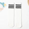 28cm Kids Soccer Socks Three Stripes Knee High Socks Cotton Sports Socks Toddler Boys Girls Uniform Tube Socks.