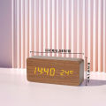 Digital Alarm Clock Wooden LED Table Clock with Temperature for Bedroom Office Travel Desk Decorations. 