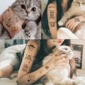 24 Sheets Cute Cartoon Cat Temporary Tattoos Watercolor Cat Design Tattoo Sticker For Woman Kids Waterproof Face Hand Fake Tatto. 