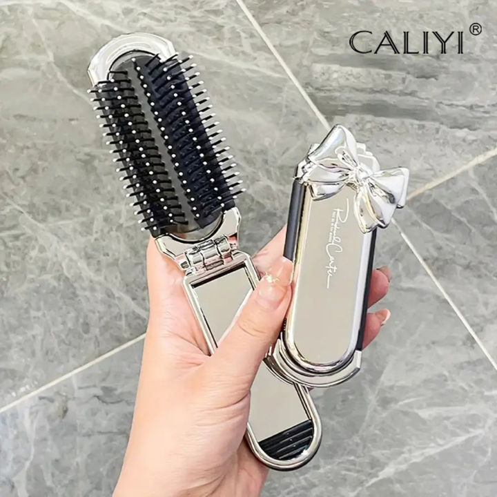 CALIYI 1PCS Folding Mini Pocket Hair Comb with Mirror Portable Massage ...