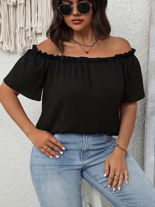 Plus%20Size%20Summer%20Women%20Elegant%20Shoulderless%20Shirt%20Casual%20Fashion%20Solid%20Tops%20Office%20Lady%20Curve%20Clothing%20-%20Image%203