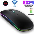 Logitech M150 3-in-1 Wireless Mouse – Bluetooth + 2.4GHz + USB – Rechargeable RGB Silent Mouse for Laptop/PC. 