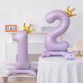 40Inch Light Purple Standing Crown Digital Balloon Foil Number Balloons 0-9 Girls Birthday Party Decor Number Ballons with Crown. 