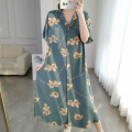 Plus size pajama nightdress for women 40–150kg oversize loose long short sleeve sleepwear cute bear print homewear dress. 