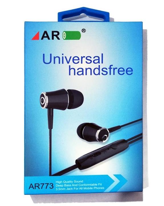 AR AR773 Universal Handsfree Earphones – Deep Bass Stereo Sound
High-Quality Wired In-Ear Earbuds with Comfortable Fit & Inline Microphone
3.5mm Audio Jack Handsfree for Mobile Phones, Music, Calls & Videos
Durable Wired Earphones