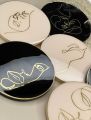Handmade continuous line art decal resin coasters | interior design | luxury dining | drinks coaster | housewarming gift | valentines gift. 