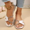 woman Rhinestone and decor slide sandals sleepris fashionable Open toe flat Sandals. 