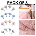8Pcs Bedsheet Clips Non-Slip Fitted Quilt Sheet Holder Household Simple Pure Color Quilt Holder Mushroom Shape Quilt Clip, BedSheet Quilt Clip Duvet Cover Fastener Clip Anti Slip Blanket Buckles Quilt Holder Fixator Gripper Easy To Unlock- Mulitcolor. 