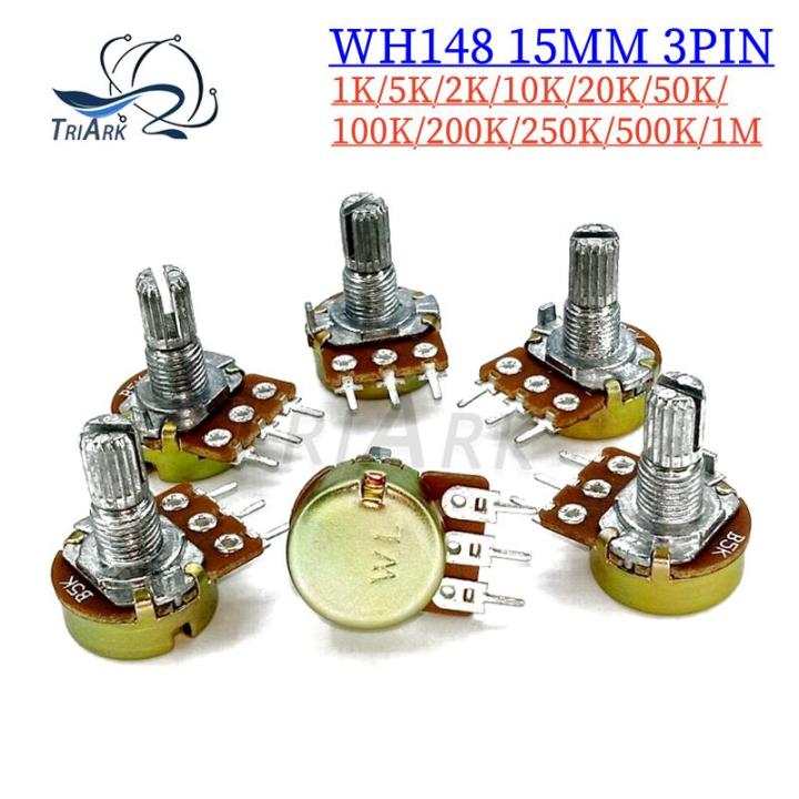 10PCS WH148 3Pin 15mm Resistor 1K 2K 5K 10K 20K 50K 100K 250K 500K 1M ...