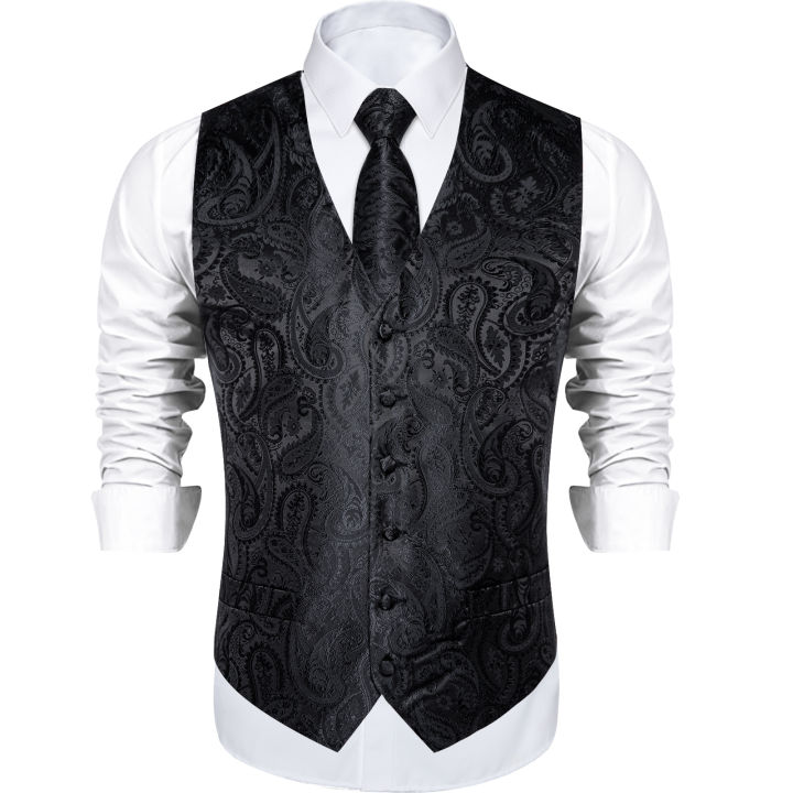Men's%20Black%20Solid%20Paisley%20Suit%20Vest%20with%20Necktie%20Bow%20Tie%20Handkerchief%20Cufflinks%20Formal%20Waistcoat%20for%20Wedding%20Prom%20Tuxedo%20-%20Image%203