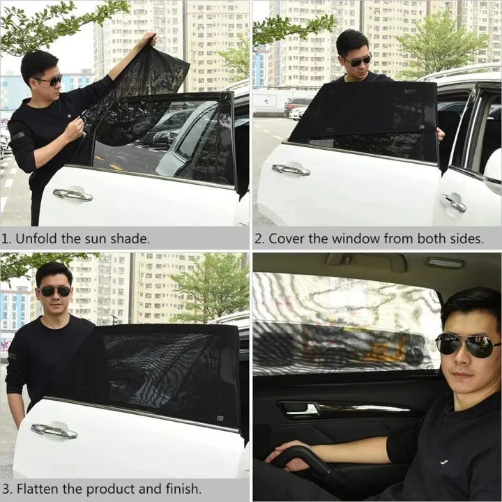 2pcs%20Car%20Rear%20Side%20Window%20Sunshade%20UV%20Protect%20Shield%20Mesh%20Prevent%20Mosquito%20Sunshine%20Privacy%20Protection%20Foldable%20Curtain%20-%20Image%207