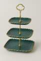 Ceramic 3 tier embossed cake, cupcakes, tea snacks dish stand. 