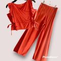 6-8 years old girl cotton oneset top+long pant (New). 