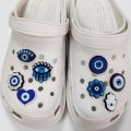 8 Pieces Cartoon Evil Eye Theme Accessories Set for Shoes, Bags, Wristbands, and Decorations, Removable Creative DIY Accessories. 
