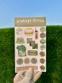 Vintage Green Journaling Sticker Sheet - Custom Waterproof Stickers. 