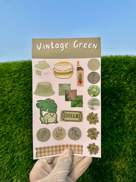 Vintage%20Green%20Journaling%20Sticker%20Sheet%20-%20Custom%20Waterproof%20Stickers%20-%20Image%202