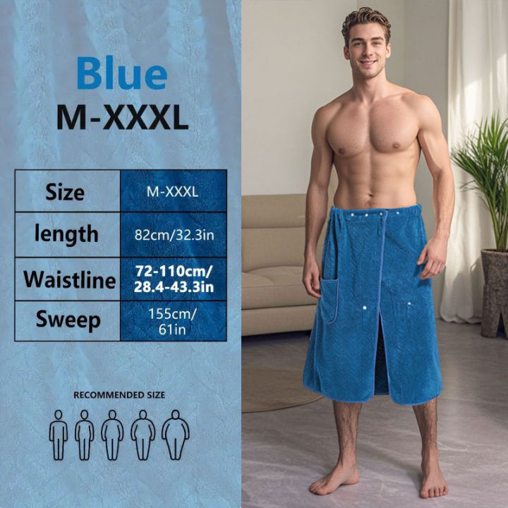 Plus%20Size%20Men's%20Bath%20Skirt%20Towel%20M-XXXL,%20Suitable%20for%20Home%20Travel%20Steaming%20Spa%20Beach%20-%20Image%207