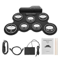 2022New Folding Silicone Hand Roll USB Electronic Drum Portable Practice Drums Pad Kit With Drumsticks Sustain Pedal. 