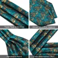 Dibangu Luxury Men's Ascot Pocket Square Cufflinks Set for Gentleman British Paisley Necktie Business Party Wedding Accessory. 