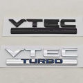 3D ABS Chrome Black Logo VTEC TURBO Badge Car Rear Trunk Sticker Emblem Decal Badge For Honda Civic Accord CRV Auto Accessories.
