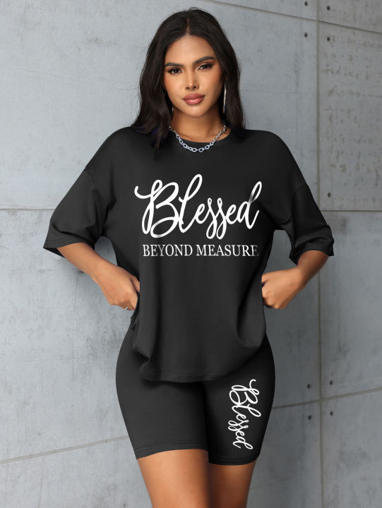 Plus%20size%20sets%20for%20women%20Summer%202%20pieces%20Blessed%20printed%20offers%20and%20liquidation%20everything%20cheap%20elegant%20women's%20sets%20Short%20sets%20-%20Image%204