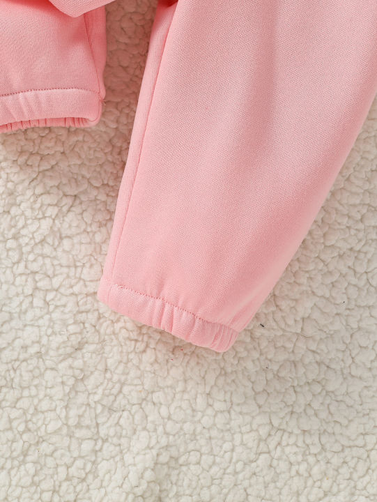Winter%20Children%20Sets%201-3Y%20Baby%20Girls%20Pink%20Thick%20Fleece%20Turtleneck%20Long%20Sleeve%20Pullover%20Solid%20Casual+%20Long%20Pants%20Suits%20-%20Image%205