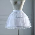Children Girls 2 Steel Hoops White Petticoat Wedding Gown Dress Underskirt Elastic Waistband Drawstring A-Line Skirt.