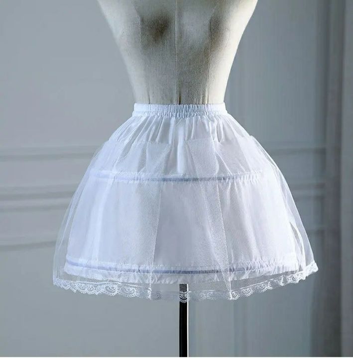 Children%20Girls%202%20Steel%20Hoops%20White%20Petticoat%20Wedding%20Gown%20Dress%20Underskirt%20Elastic%20Waistband%20Drawstring%20A-Line%20Skirt%20-%20Image%203