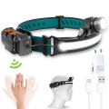 Induction Headlamp XPG+COB LED Head Lamp with Built-in Battery Flashlight Multi-function USB Rechargeable 6 Modes Head Torch. 