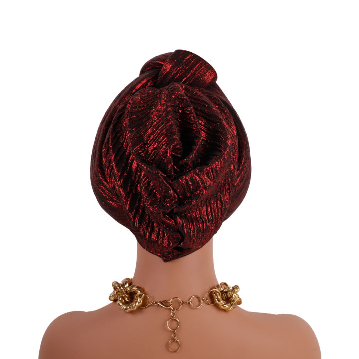 Shining%20Top%20Knotted%20African%20Headtie%20Women's%20Turban%20Cap%20Traditional%20African%20Headdress%20Auto%20Gele%20Head%20Wraps%20Nigerian%20Wedding%20Geles%20-%20Image%206