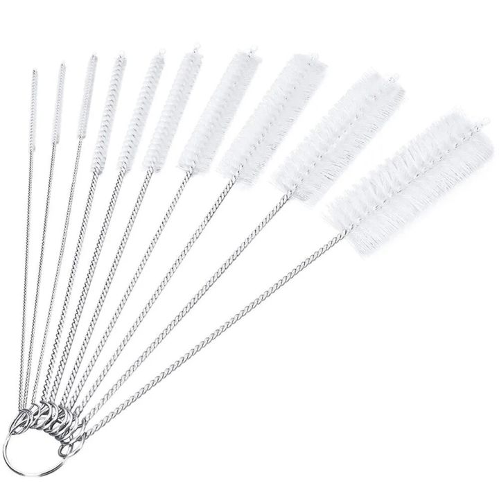 10Pcs/Set Multifunctional Portable Stainless Steel Household Bottle Brushes Cleaner Glass Washing Tube Cleaning Brush Set