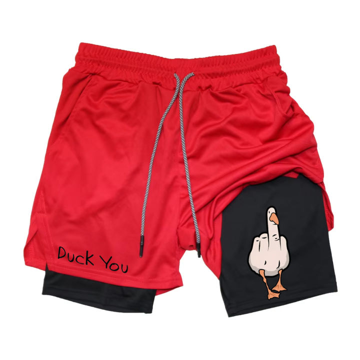 Cartoon%20Duck%20Print%20Men's%20Shorts%20Summer%20Double%20Layer%20Letter%20Print%20%20Quick%20Drying%20Pants%20Fitness%20Tracksuit%20Beach%20Short%20Pants%20RL0358%20-%20Image%202