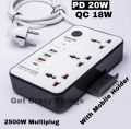 Maxline ML-804, 3 Socket & 4 USB With Lightning Port Fast Charging PD20W QC3.0 Multiplug Power 3 Socket Multiplug. 