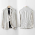Men's 100% Linen Suit Jacket Men's Summer Light Breathable Pure Color Light Luxury Leisure Suit Top.