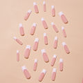 24PCS/1BOX Explosions in Europe and America Long Water Pipes White French Rectangular Nail Fake Nails. 