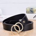 Women's Belt Trend Double Round Buckle Belt Simple And Versatile Youth Belt Pu Leather Belt Paired With Jeans Skirt Women Belt. 